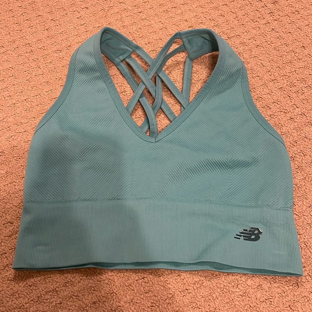 You balance, blue women, sports bra, size medium, crisscross back